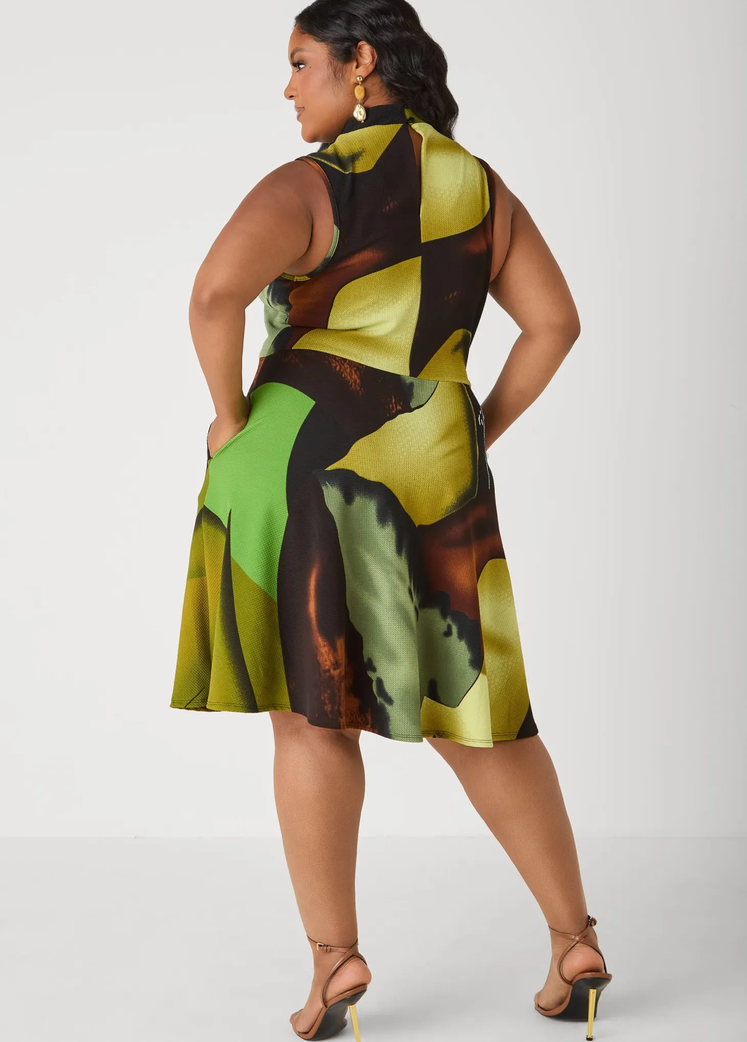Abstract Print A Line Dress