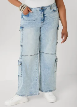 Acid Wash Cargo Jeans