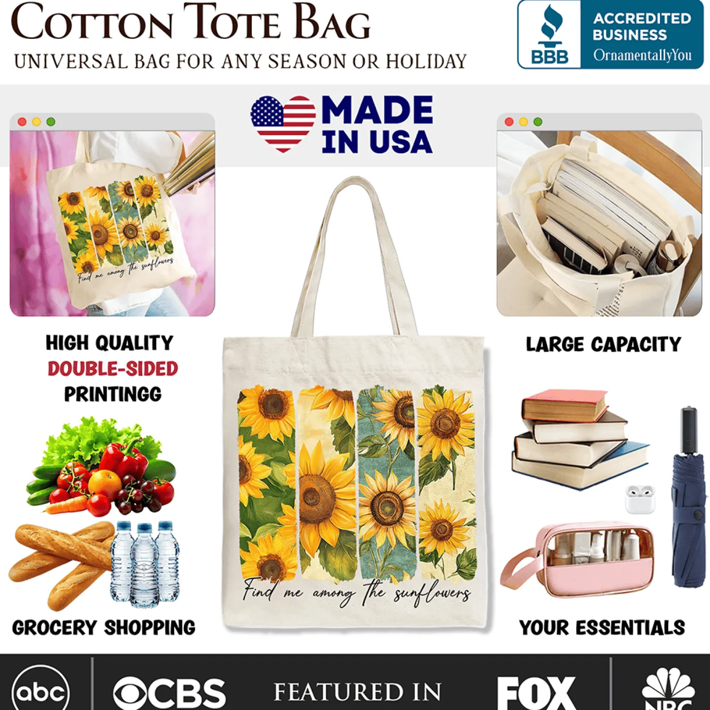 Among the Sunflowers Canvas Tote Bag