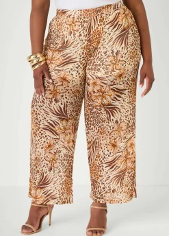 Animal Print Wide Leg Pants