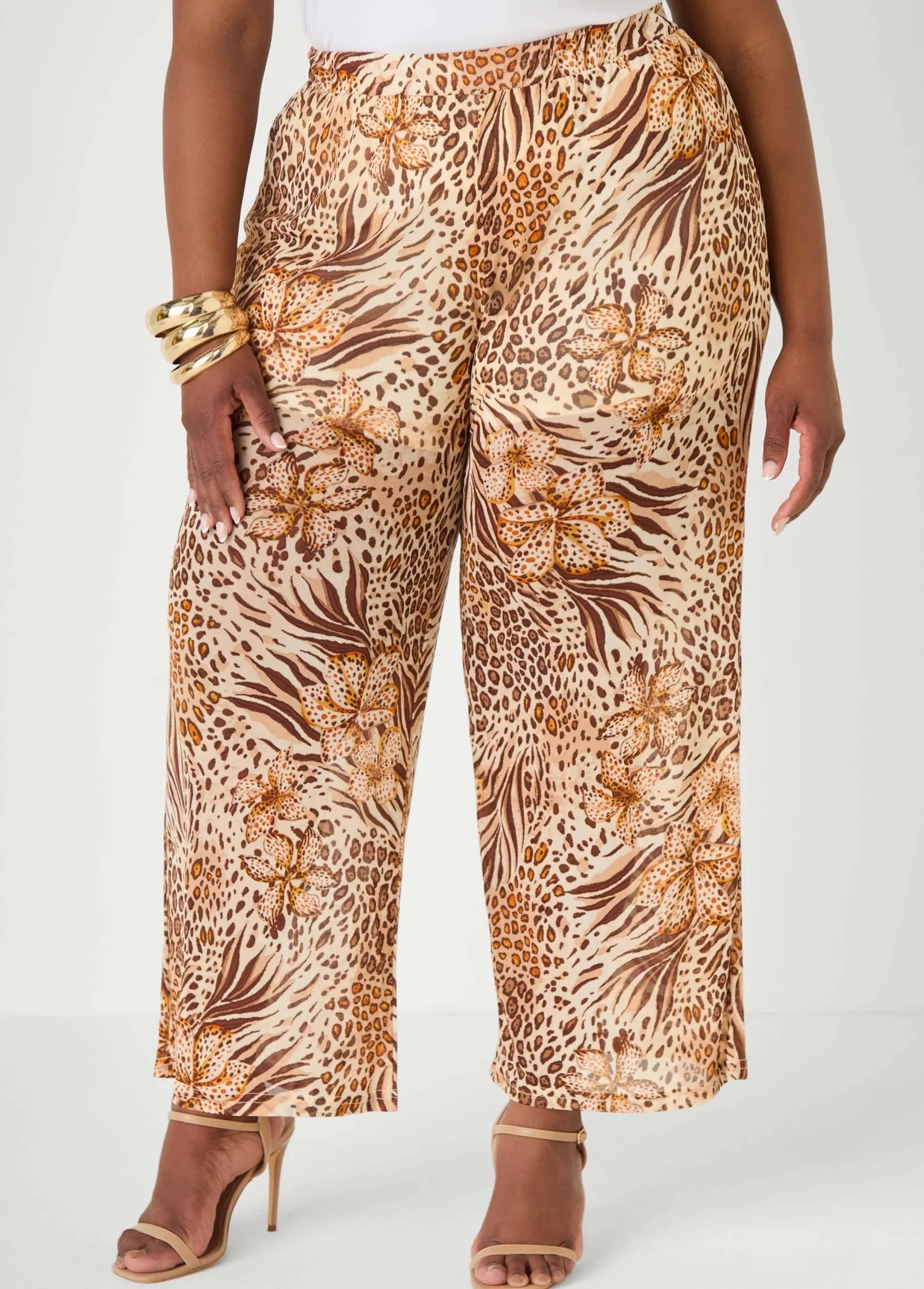 Animal Print Wide Leg Pants