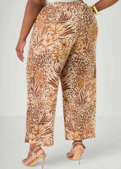 Animal Print Wide Leg Pants