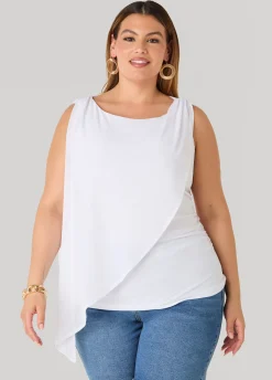 Asymmetric Draped Mesh Top