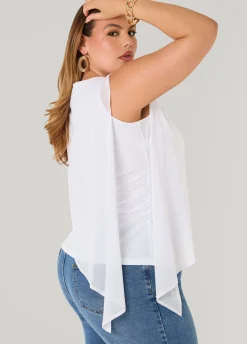 Asymmetric Draped Mesh Top