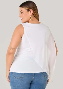 Asymmetric Draped Mesh Top