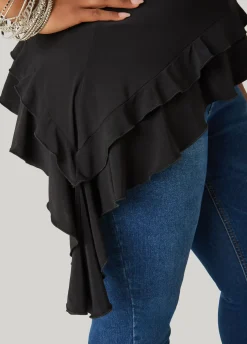 Asymmetric Ruffle Tube Top