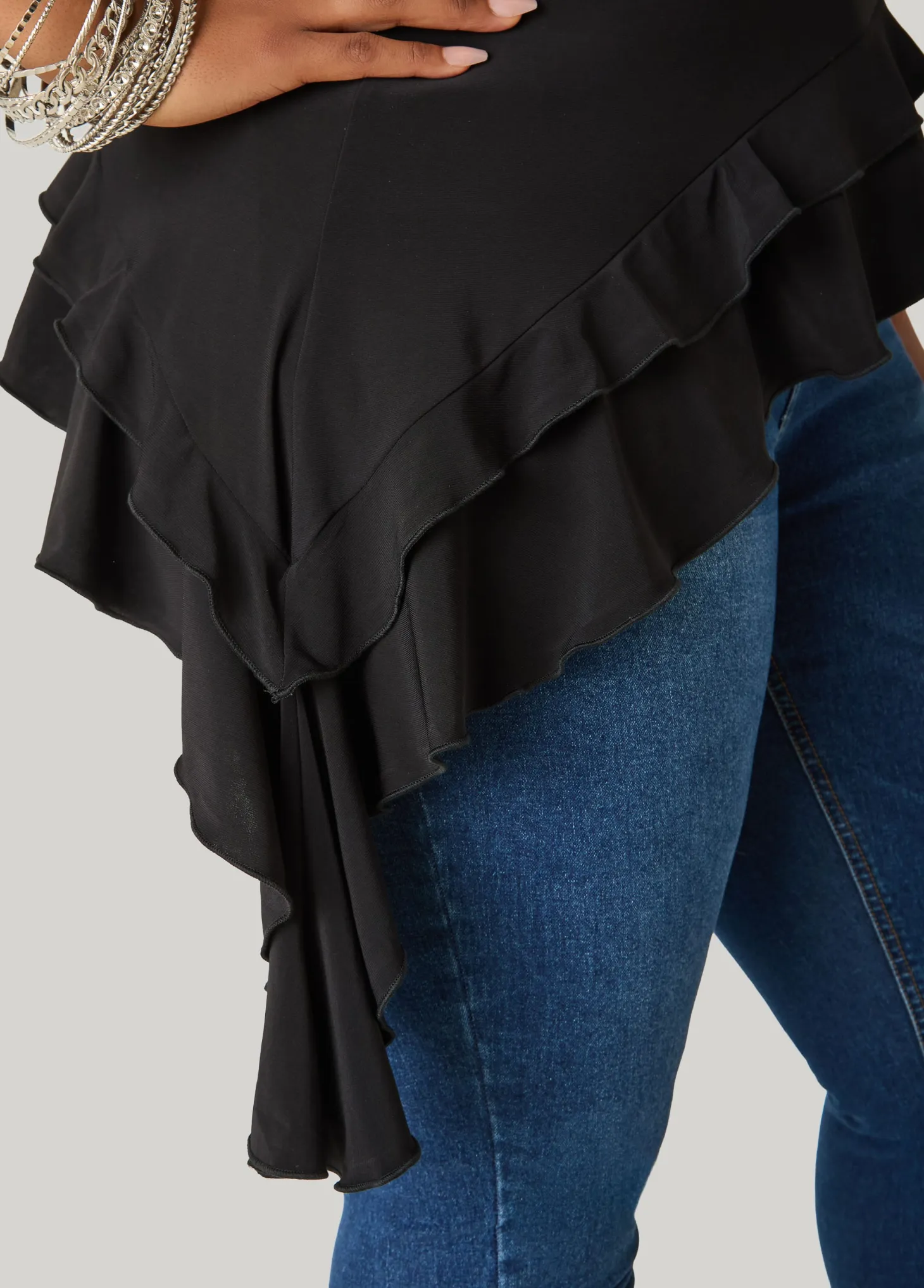 Asymmetric Ruffle Tube Top