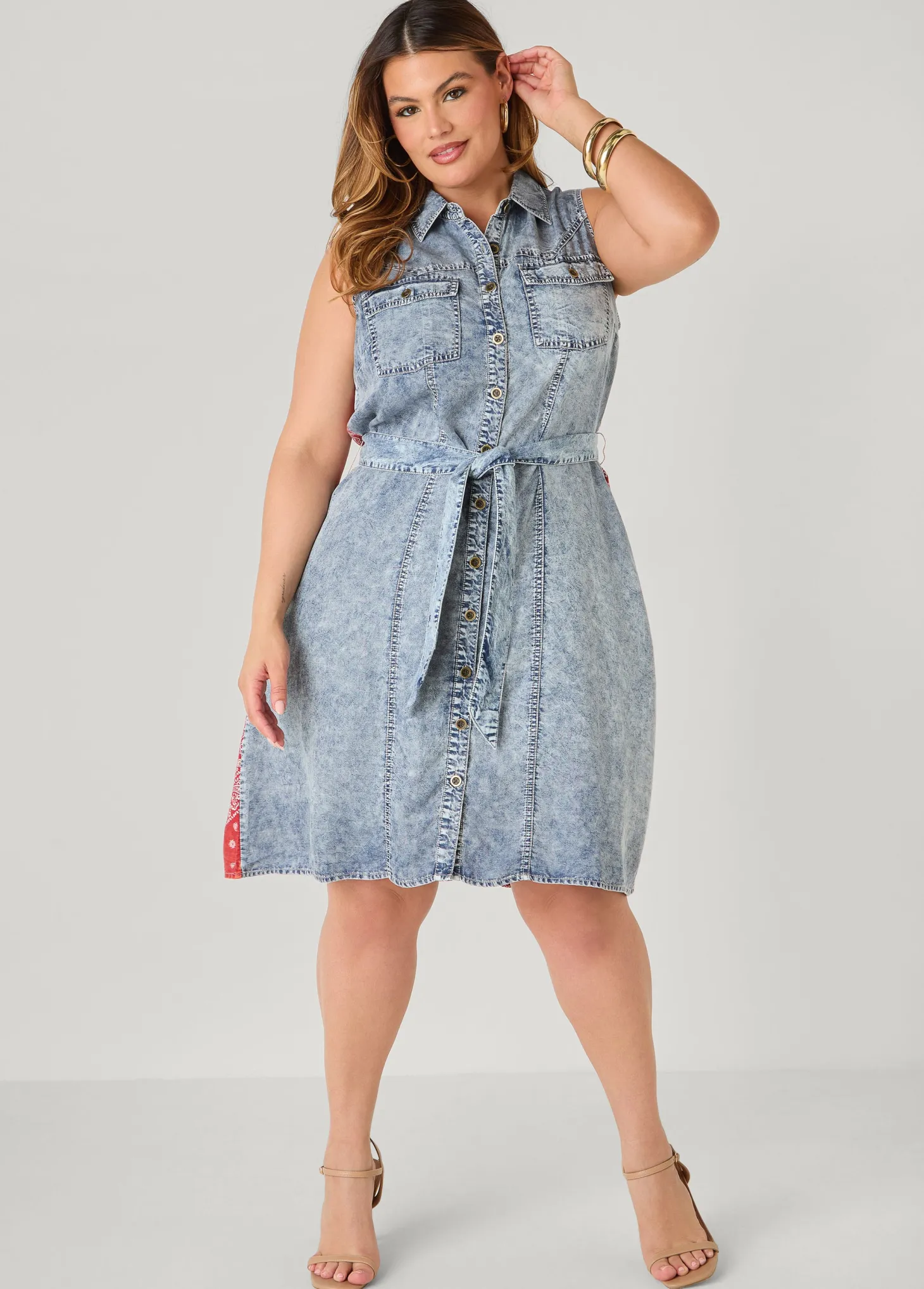 Bandana And Chambray Shirtdress