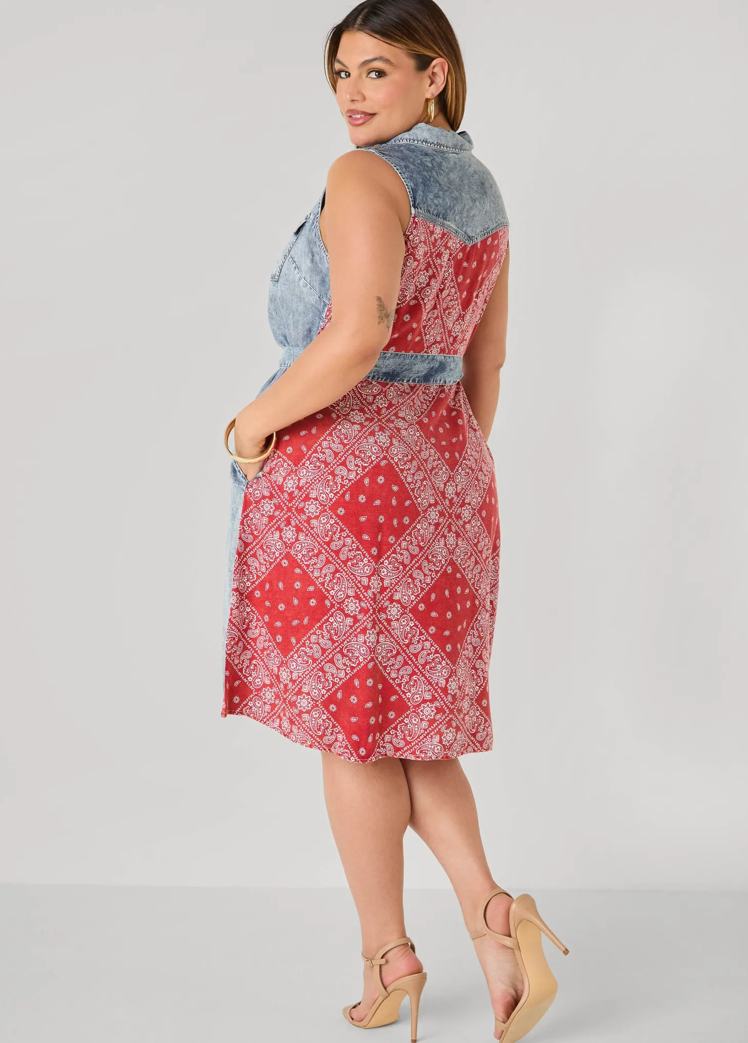 Bandana And Chambray Shirtdress