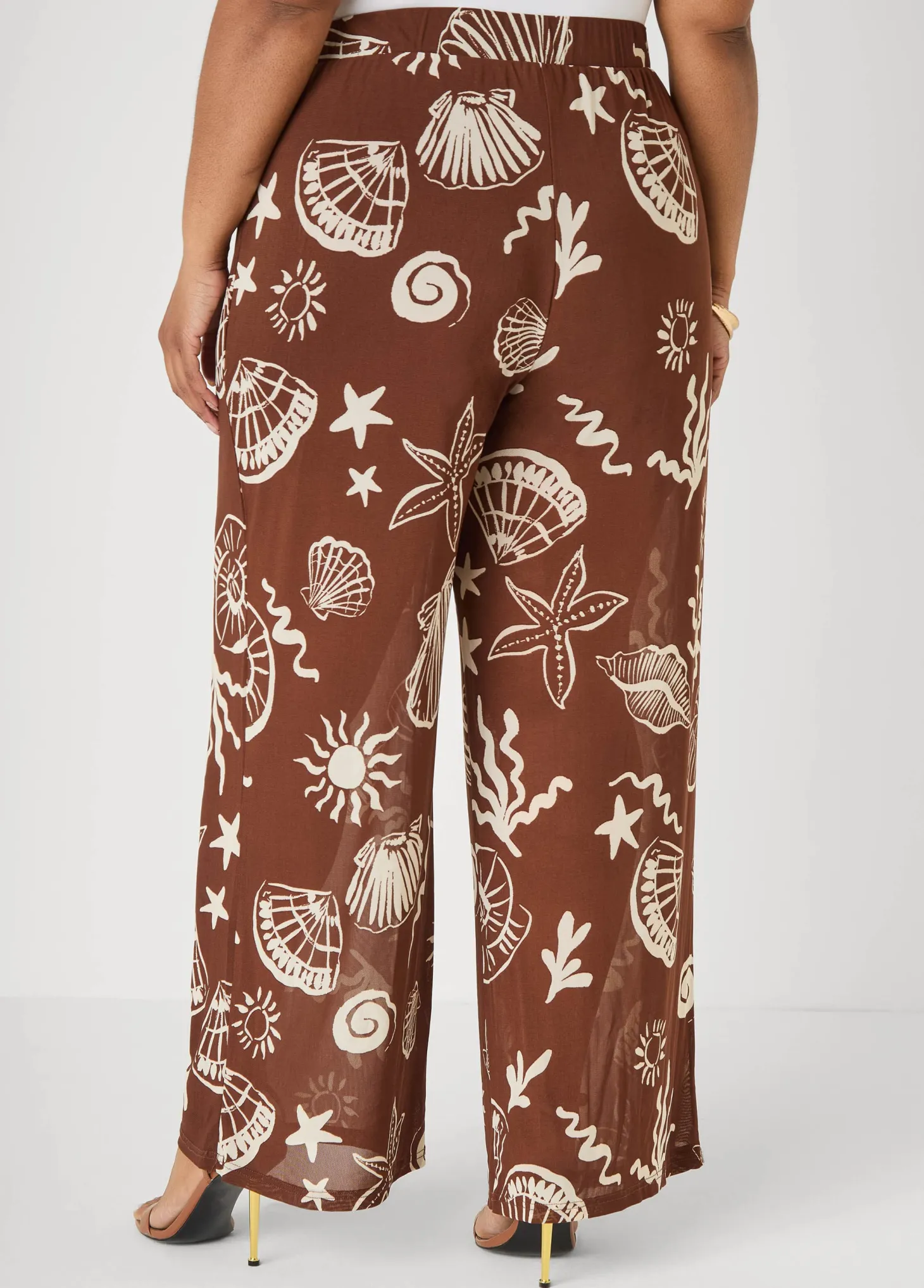 Beach Print Wide Leg Pants