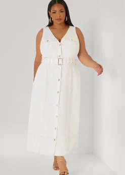 Belted Denim Maxi Shirtdress