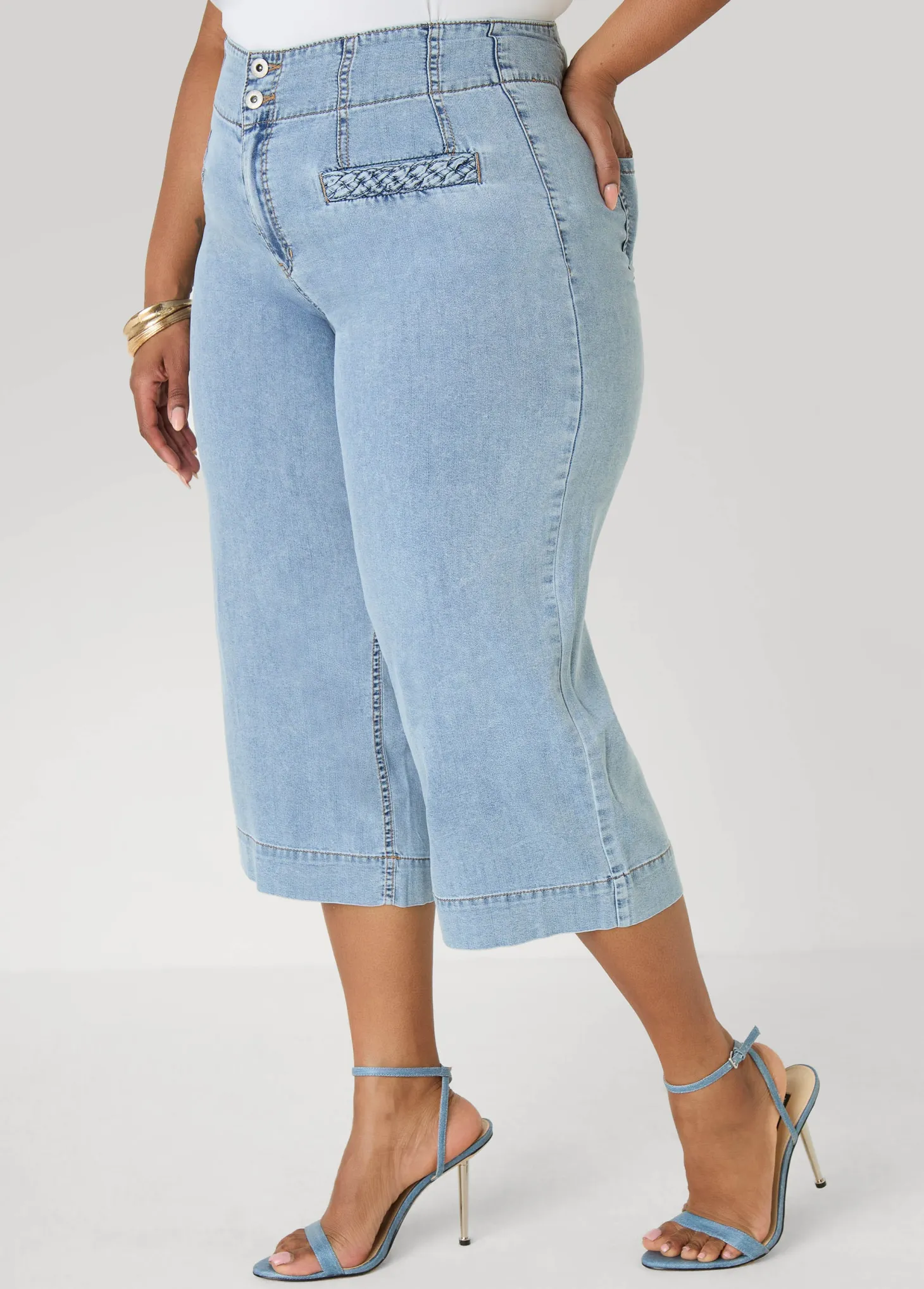 Braided Chambray Capris