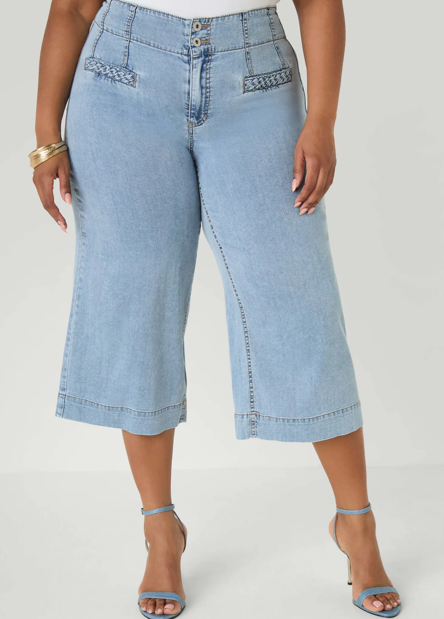 Braided Chambray Capris