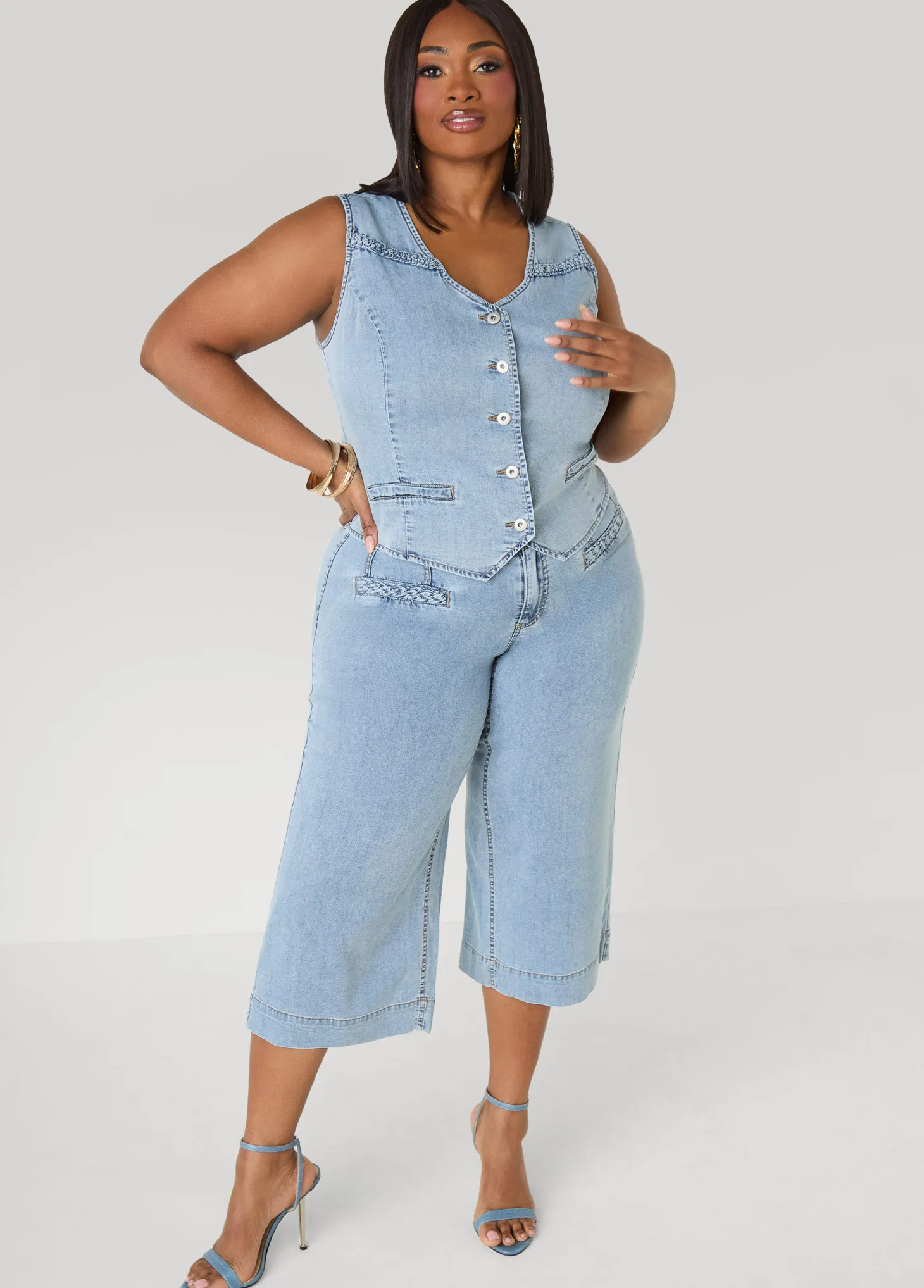 Braided Chambray Vest