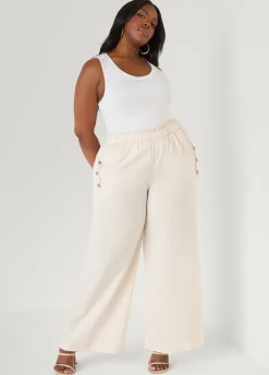 Button Detailed Cotton Blend Pants