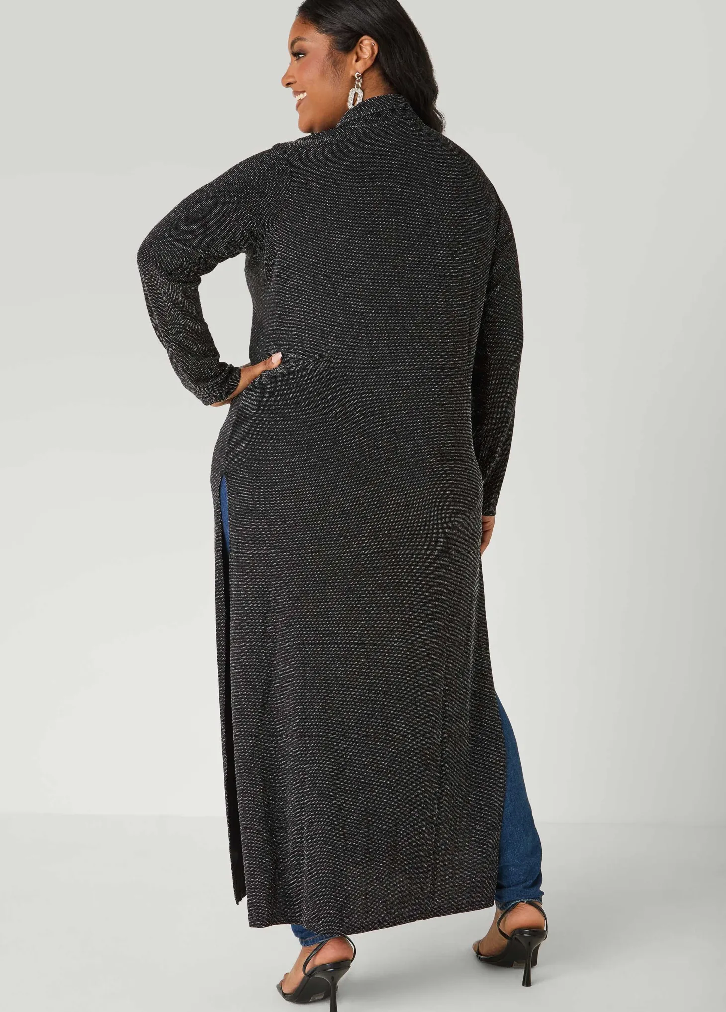 Button Front Metallic Duster