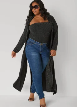 Button Front Metallic Duster