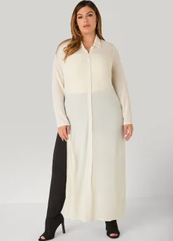 Button Front Metallic Duster