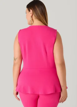 Button Front Peplum Vest
