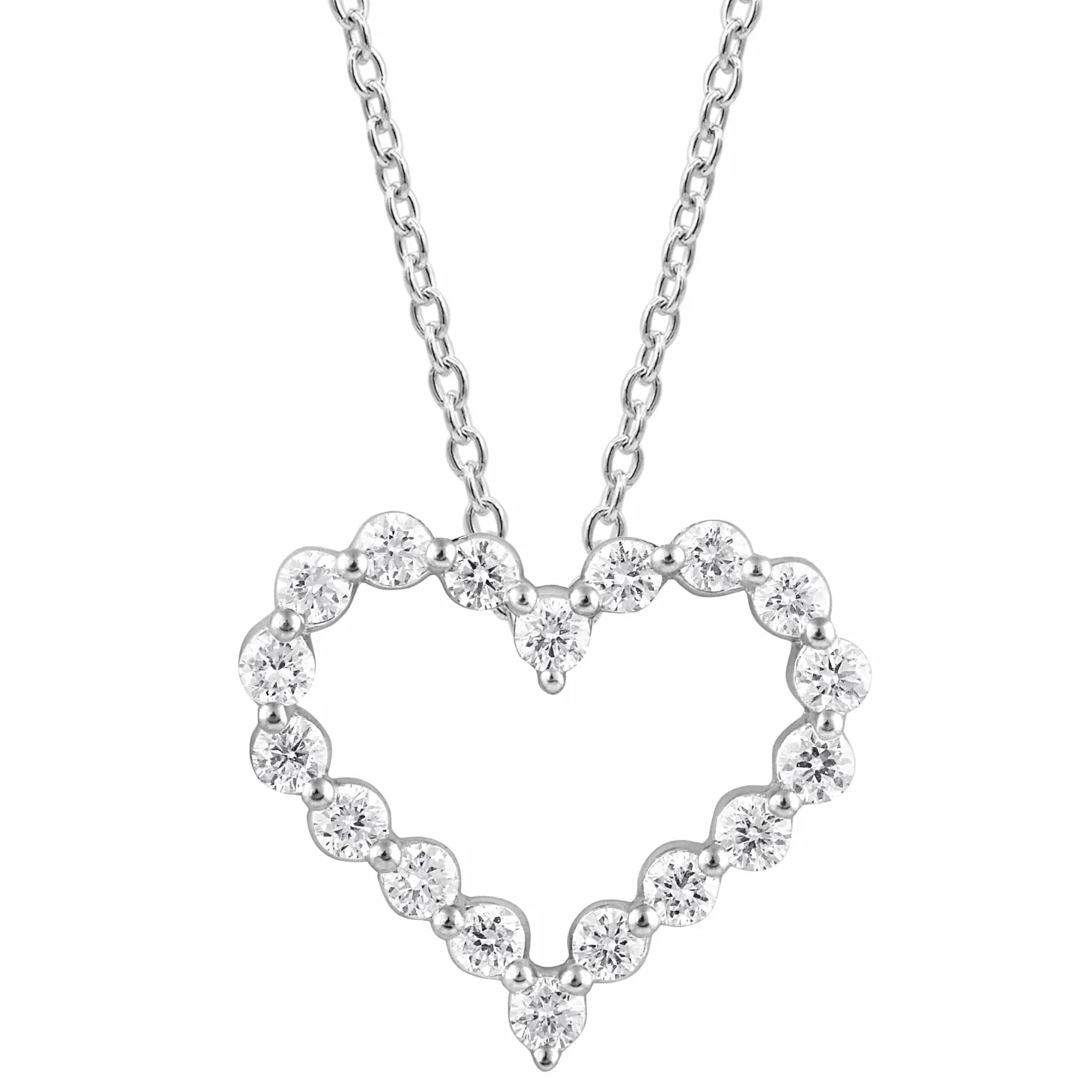 0.25 Carat Heart Lab Diamond Pendant Necklace In Sterling Silver