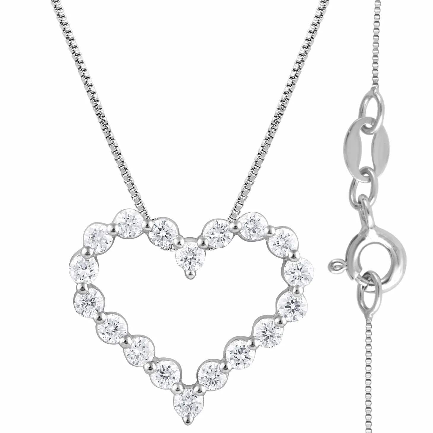 0.25 Carat Heart Lab Diamond Pendant Necklace In Sterling Silver