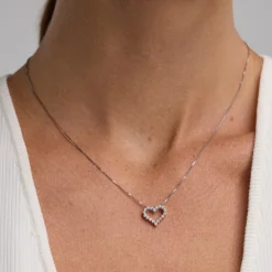 0.25 Carat Heart Lab Diamond Pendant Necklace In Sterling Silver