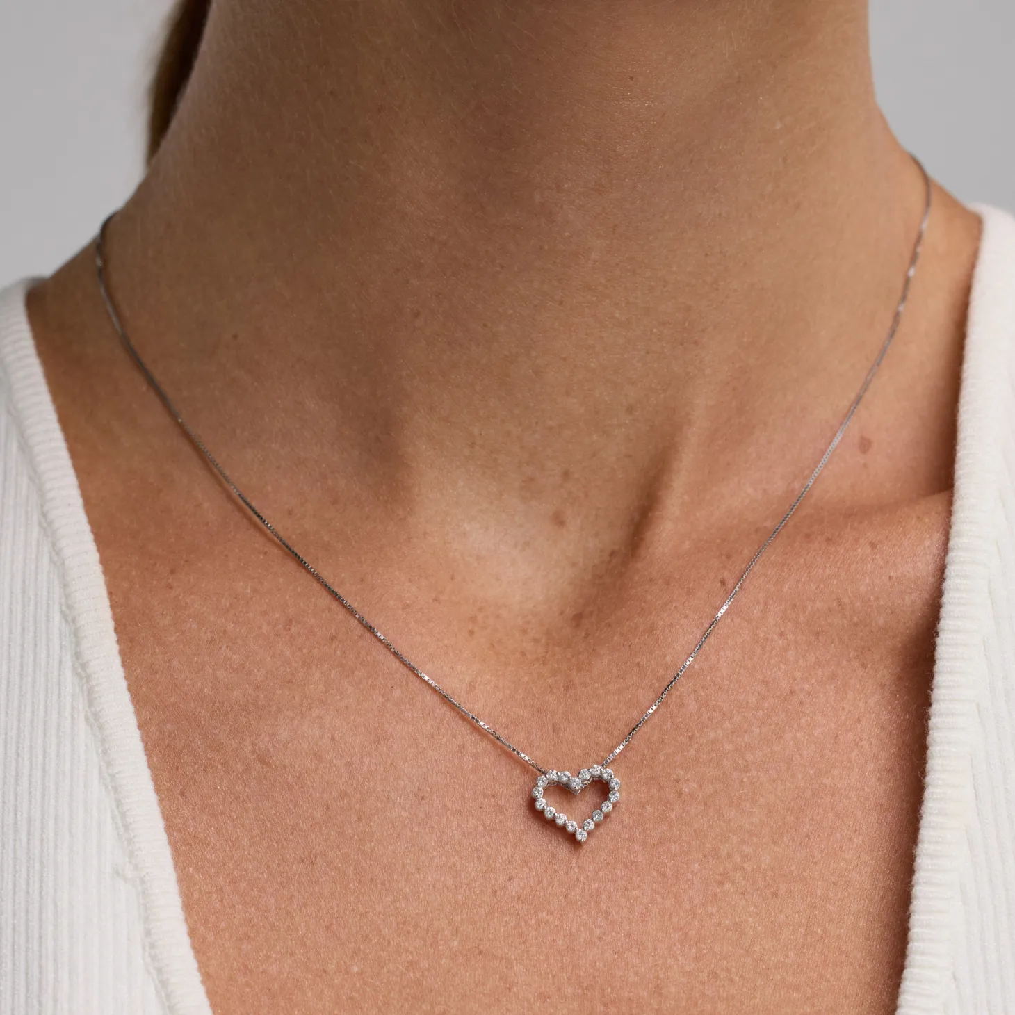0.25 Carat Heart Lab Diamond Pendant Necklace In Sterling Silver
