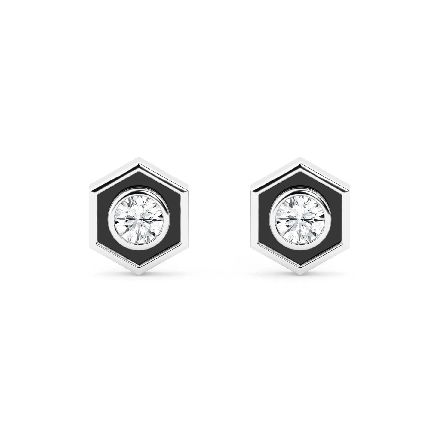 0.50 Carat Hexagon Lab Diamond Stud Earrings