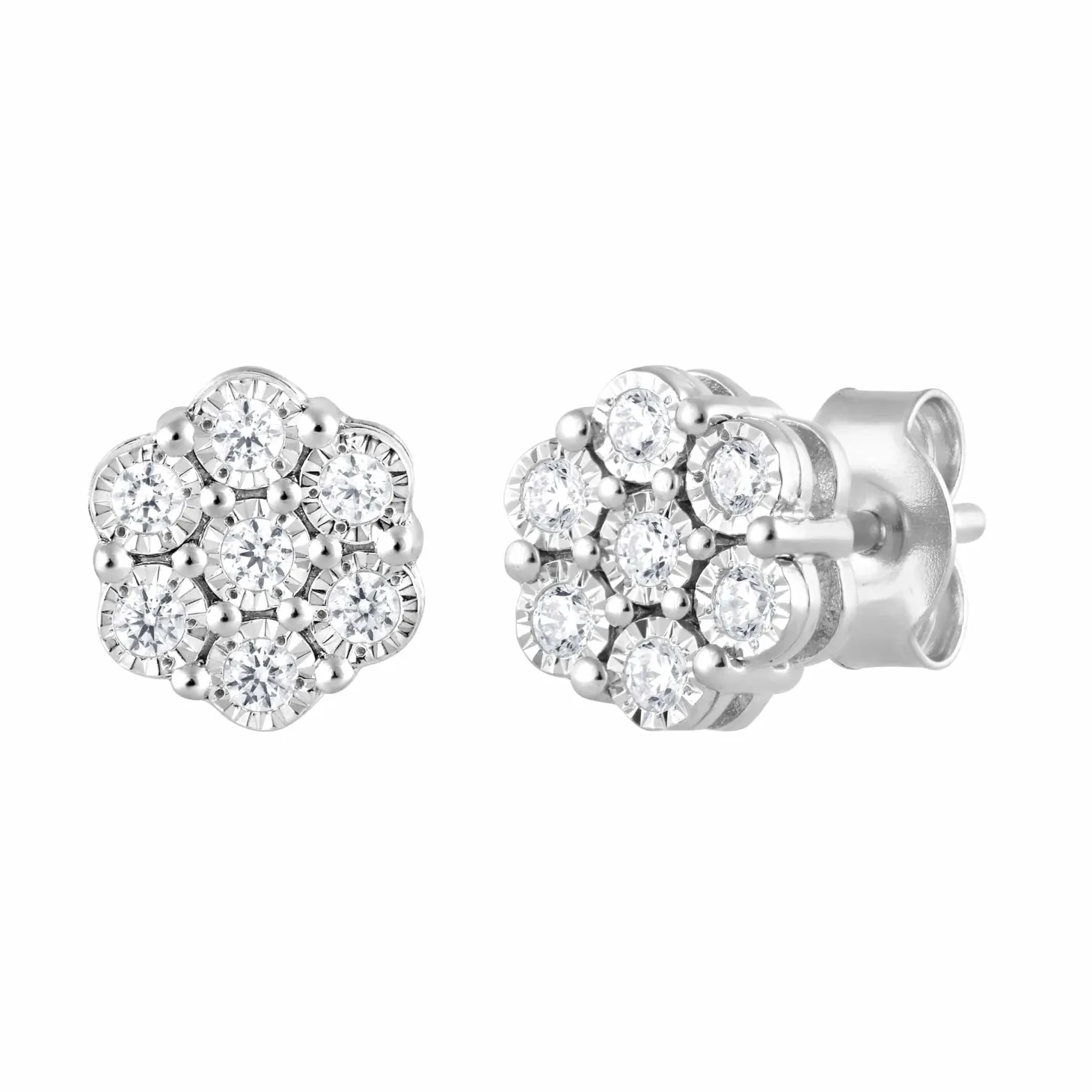 0.25 Carat Lab Cluster Diamond Earrings