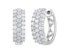 0.50 Carat Lab Cluster Diamond Hinged Hoop Earrings