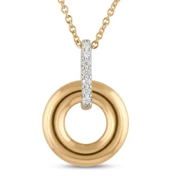 0.07 Carat Lab Diamond Circle Pendant Necklace In 14K Yellow Gold Plated Silver
