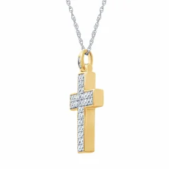 0.75 Carat Lab Diamond Cluster Cross Pendant Necklace In Sterling Silver