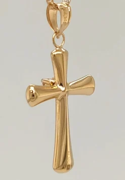 0.10 Carat Lab Diamond Cross Pendant Necklace In Yellow Gold Plated Silver