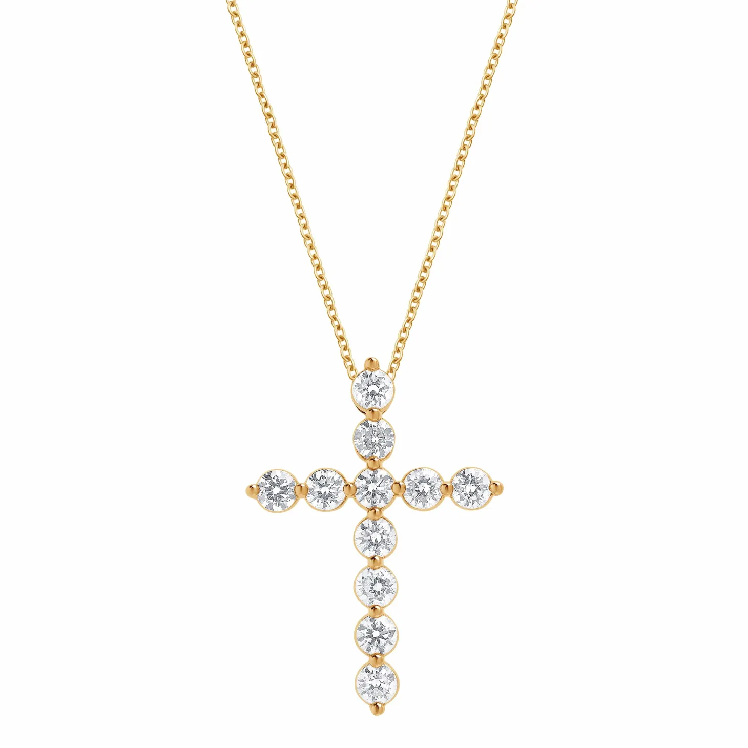 0.25 Carat Lab Diamond Cross Pendant Gold Plated Necklace
