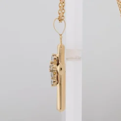0.25 Carat Lab Diamond Cross Pendant Necklace In Yellow Gold Plated Silver