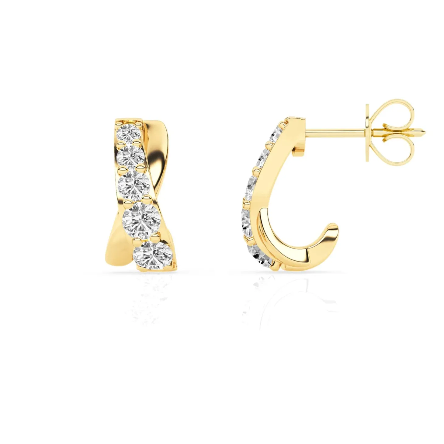0.15 Carat Lab Diamond Half Hoop Earrings