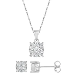 0.50 Carat Lab Diamond Halo Necklace Set