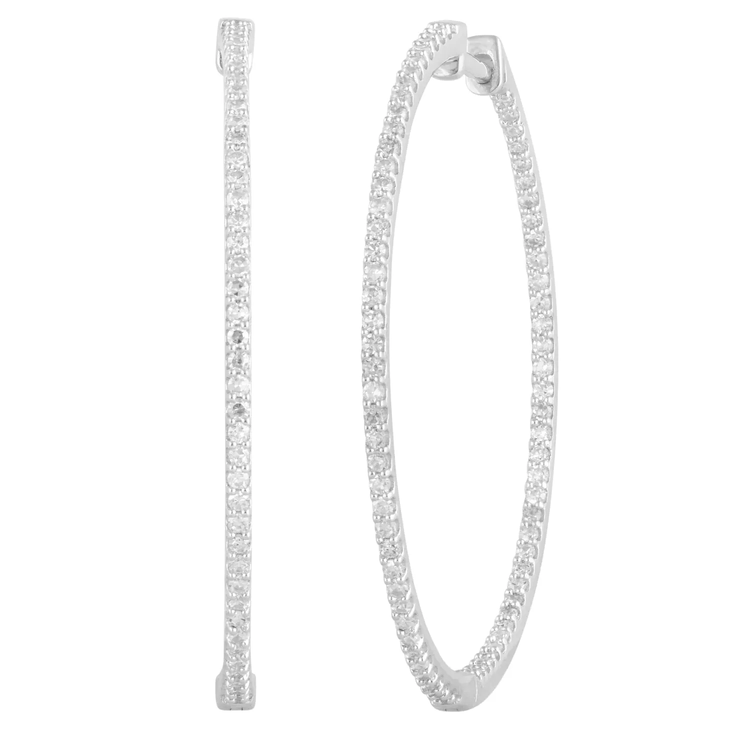 0.75 Carat Lab Diamond Hinged Hoop Sterling Silver Earrings