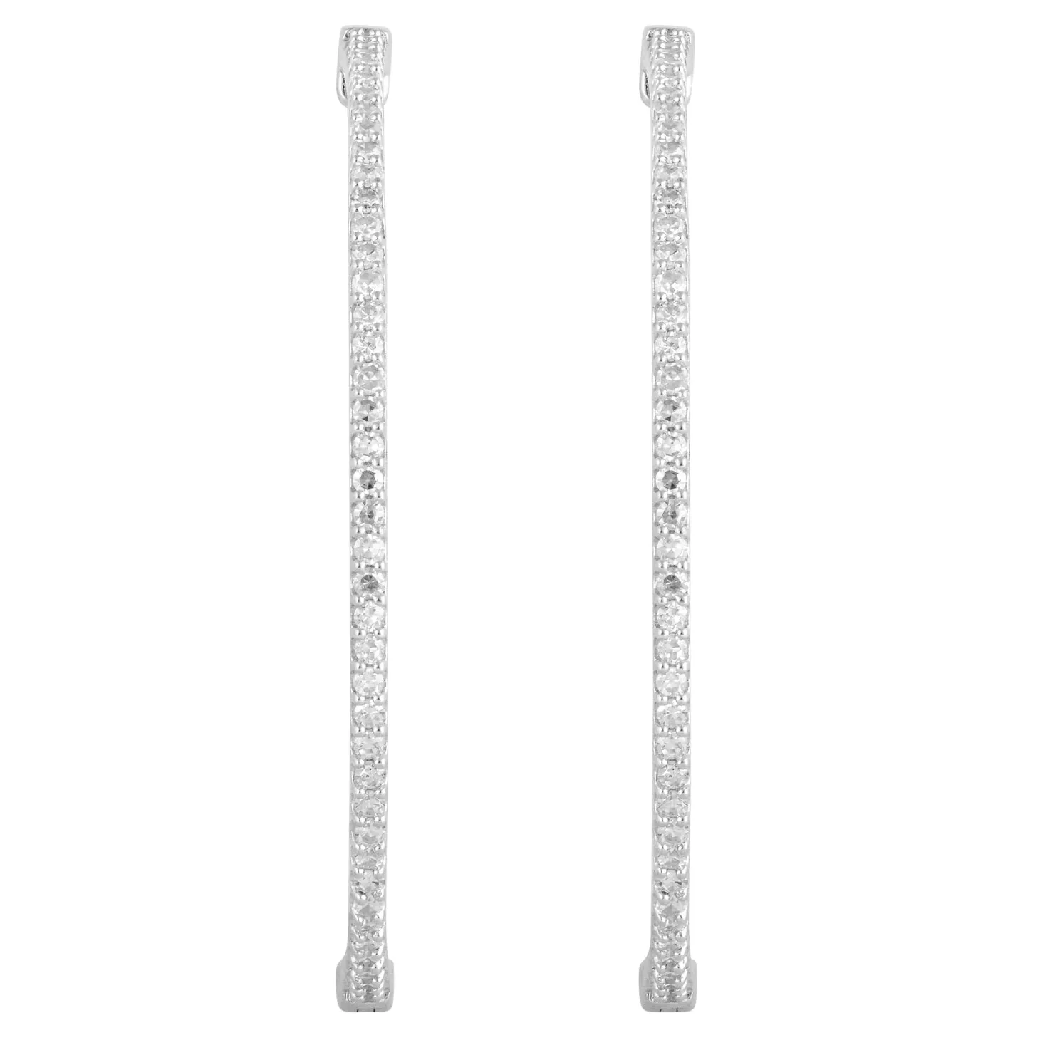 0.75 Carat Lab Diamond Hinged Hoop Sterling Silver Earrings