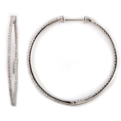 0.75 Carat Lab Diamond Hinged Hoop Sterling Silver Earrings
