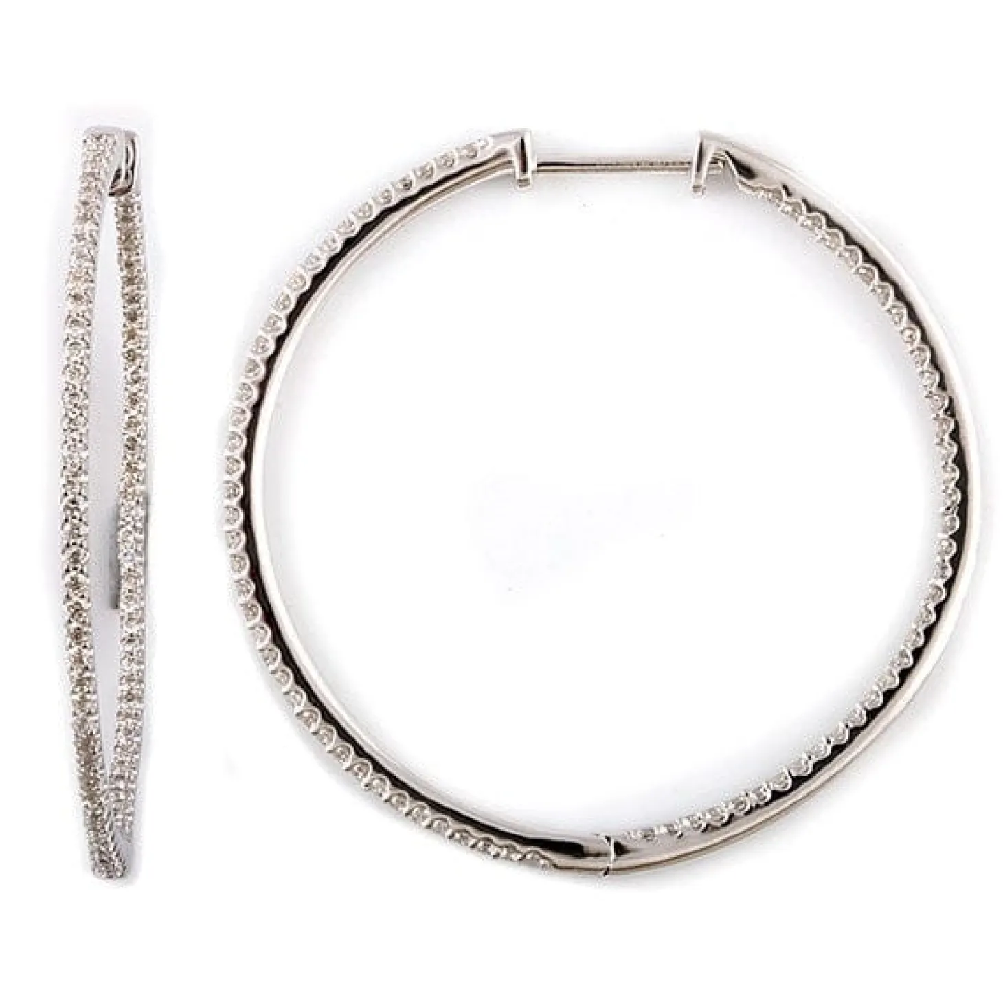 0.75 Carat Lab Diamond Hinged Hoop Sterling Silver Earrings