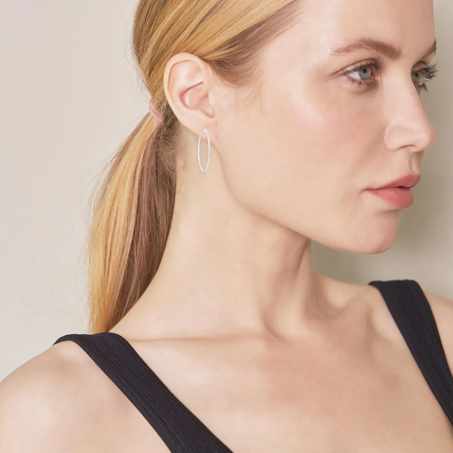 0.75 Carat Lab Diamond Hinged Hoop Sterling Silver Earrings
