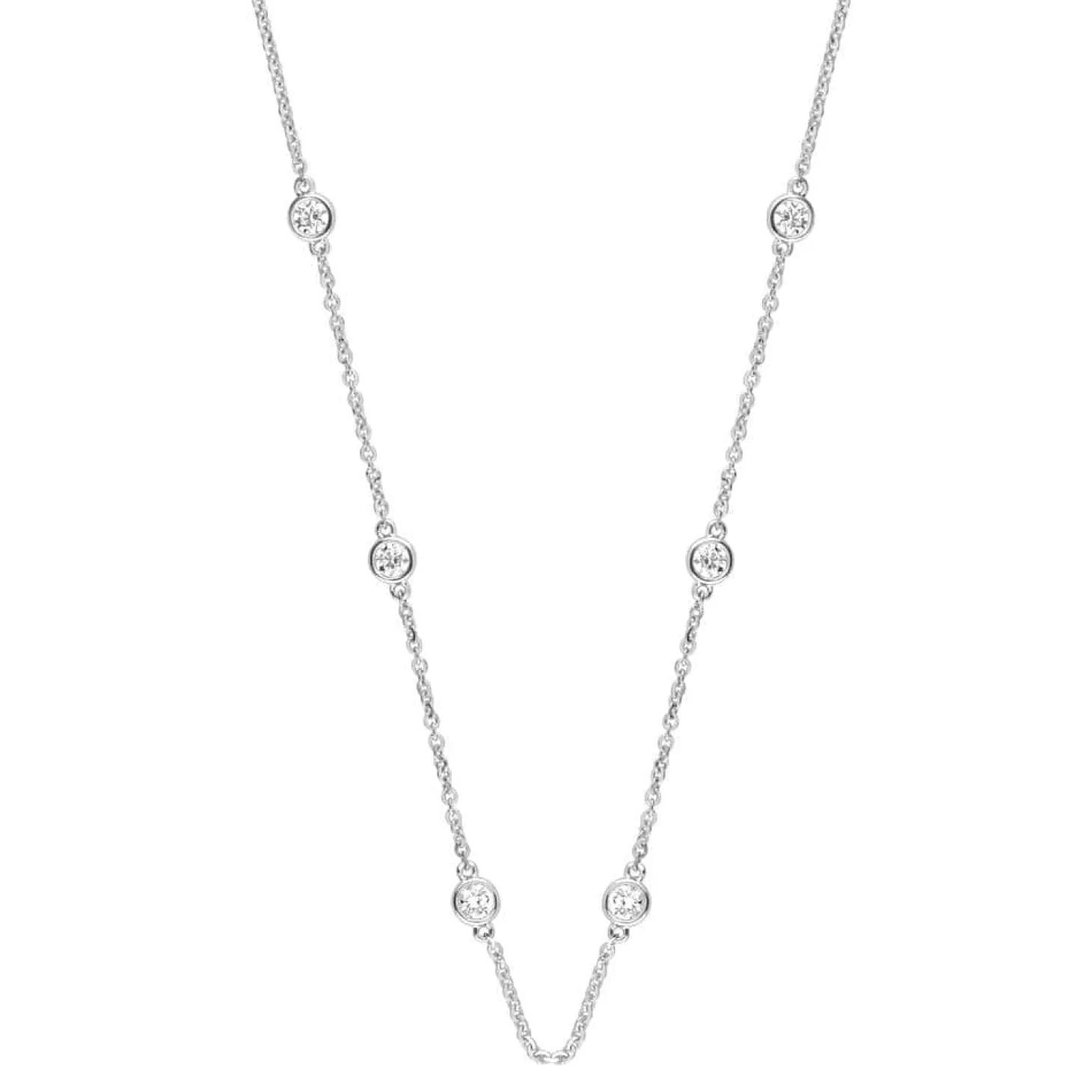 1 Carat Lab Diamond Station Necklace in Sterling Silver