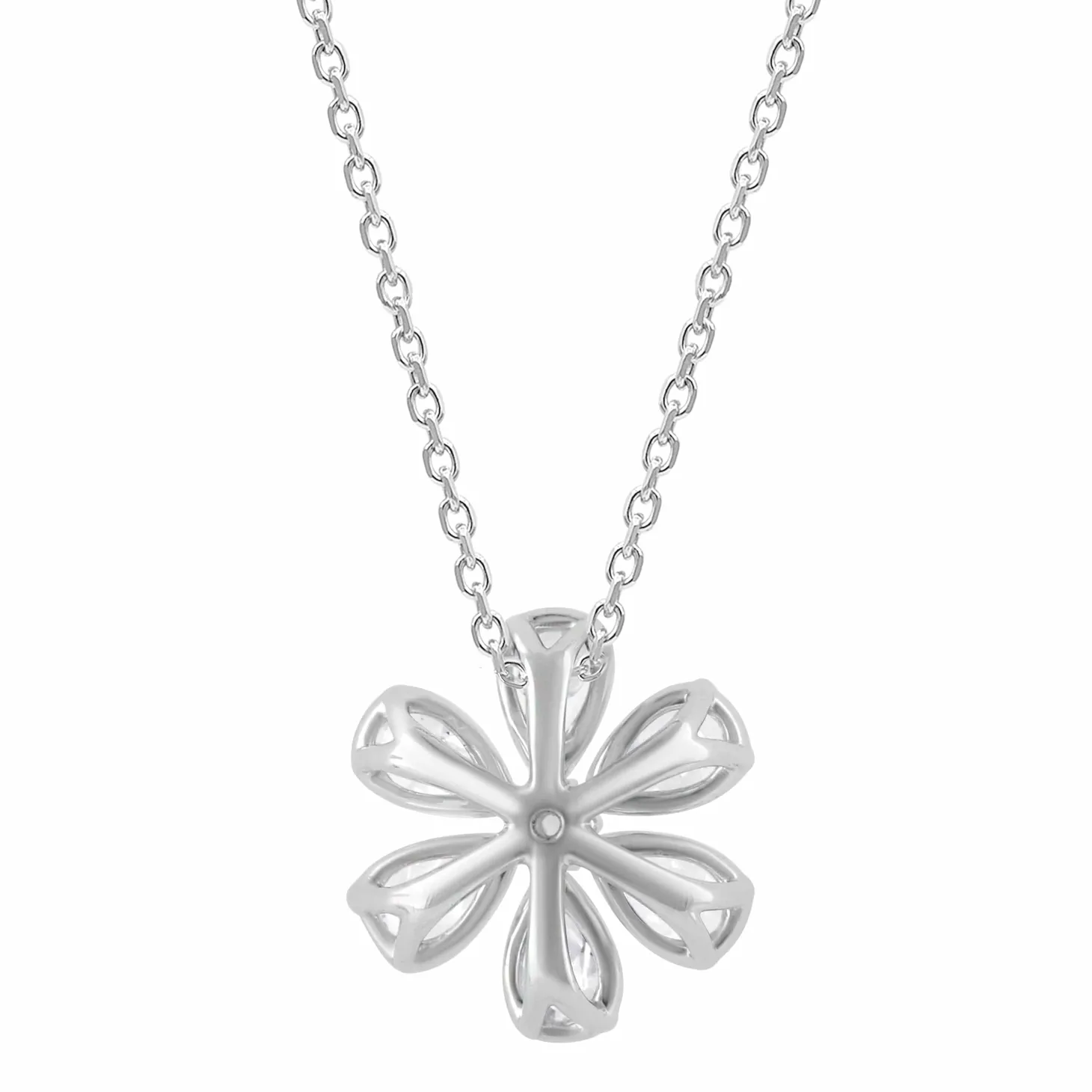 1 Carat Lab Floral Diamond Pendant Necklace In Sterling Silver