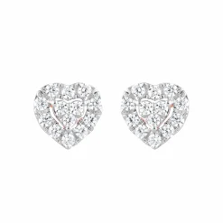 0.25 Carat Lab Halo Diamond Heart Stud Earrings