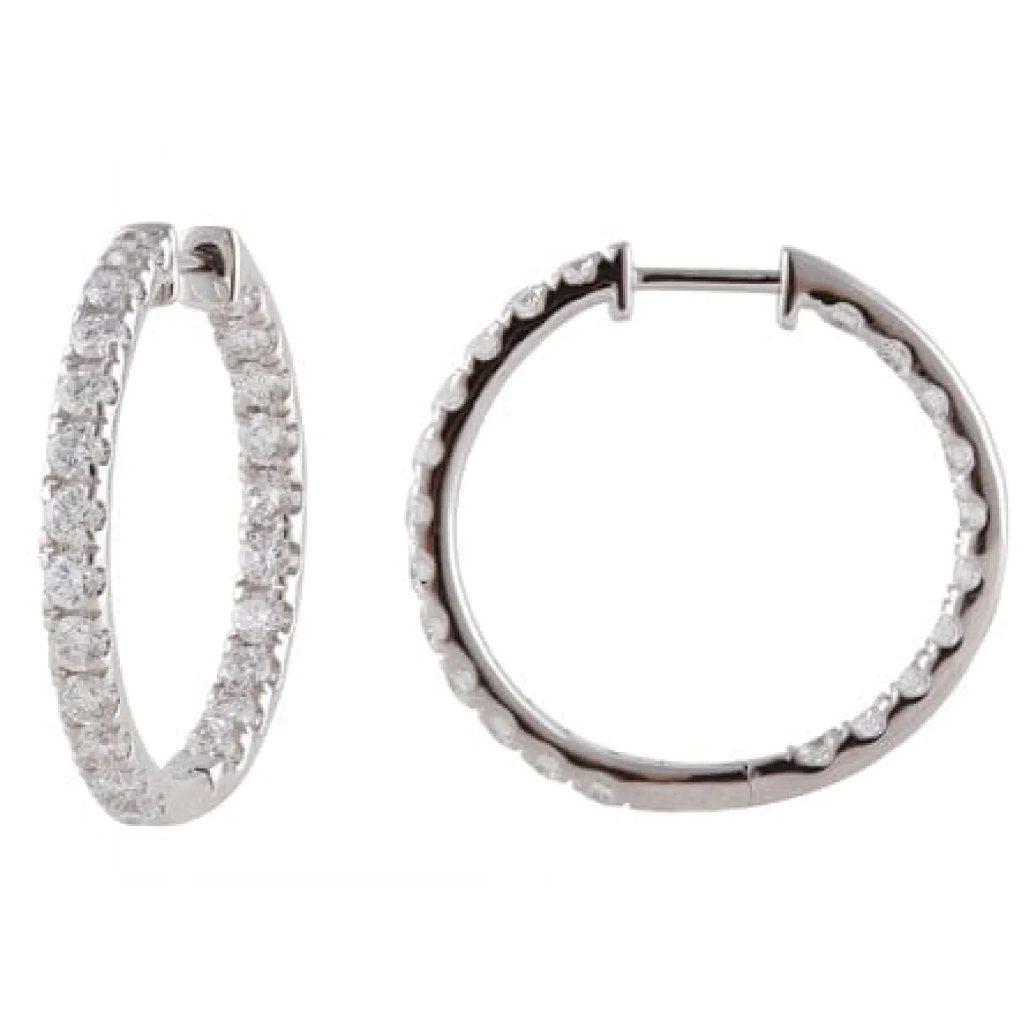 2 Carat Lab Inside Out Diamond Hoop Earrings In Sterling Silver