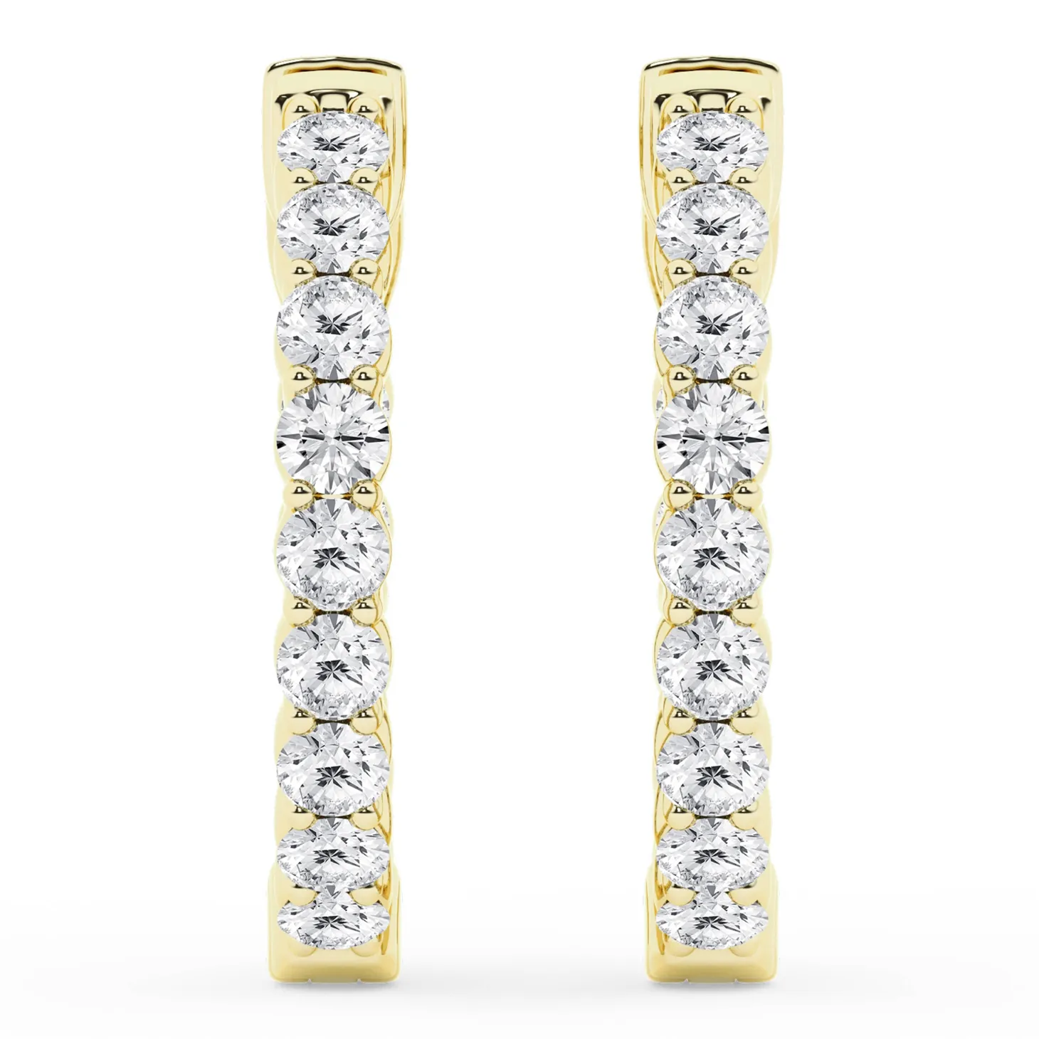1 Carat Lab Inside Out Diamond Hoop Earrings In Yellow Gold Plated Sterling Silver