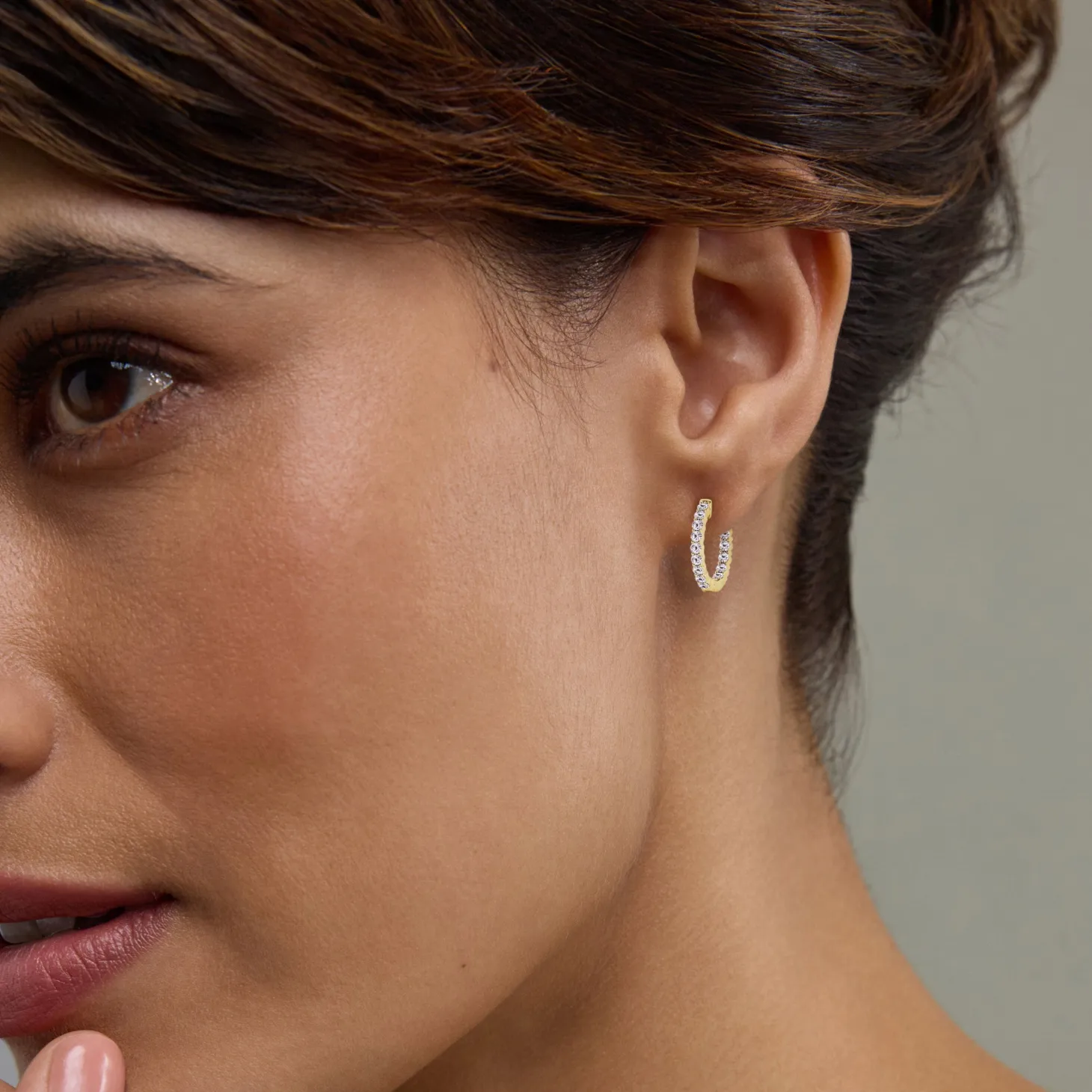 1 Carat Lab Inside Out Diamond Hoop Earrings In Yellow Gold Plated Sterling Silver