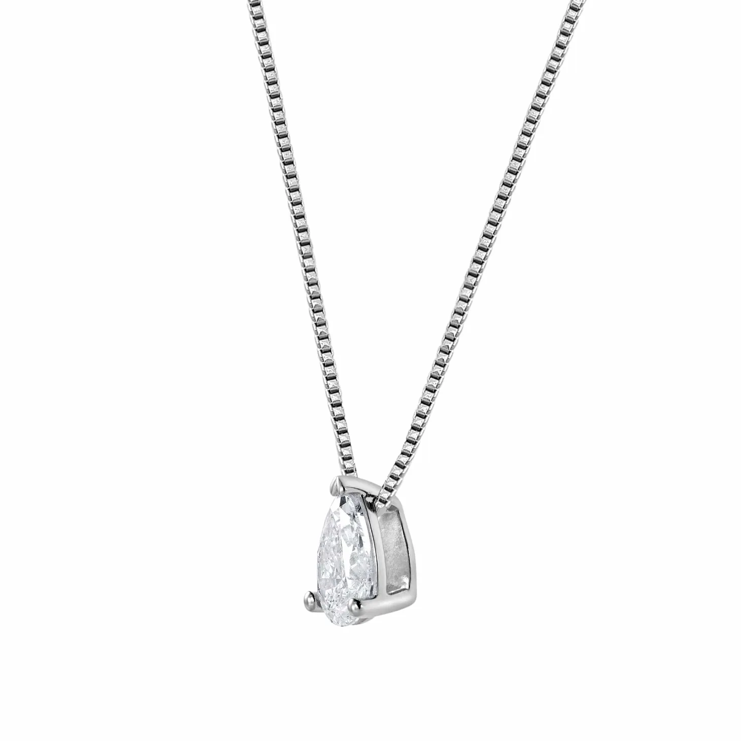 0.50 Carat Lab Pear Solitaire Diamond Necklace