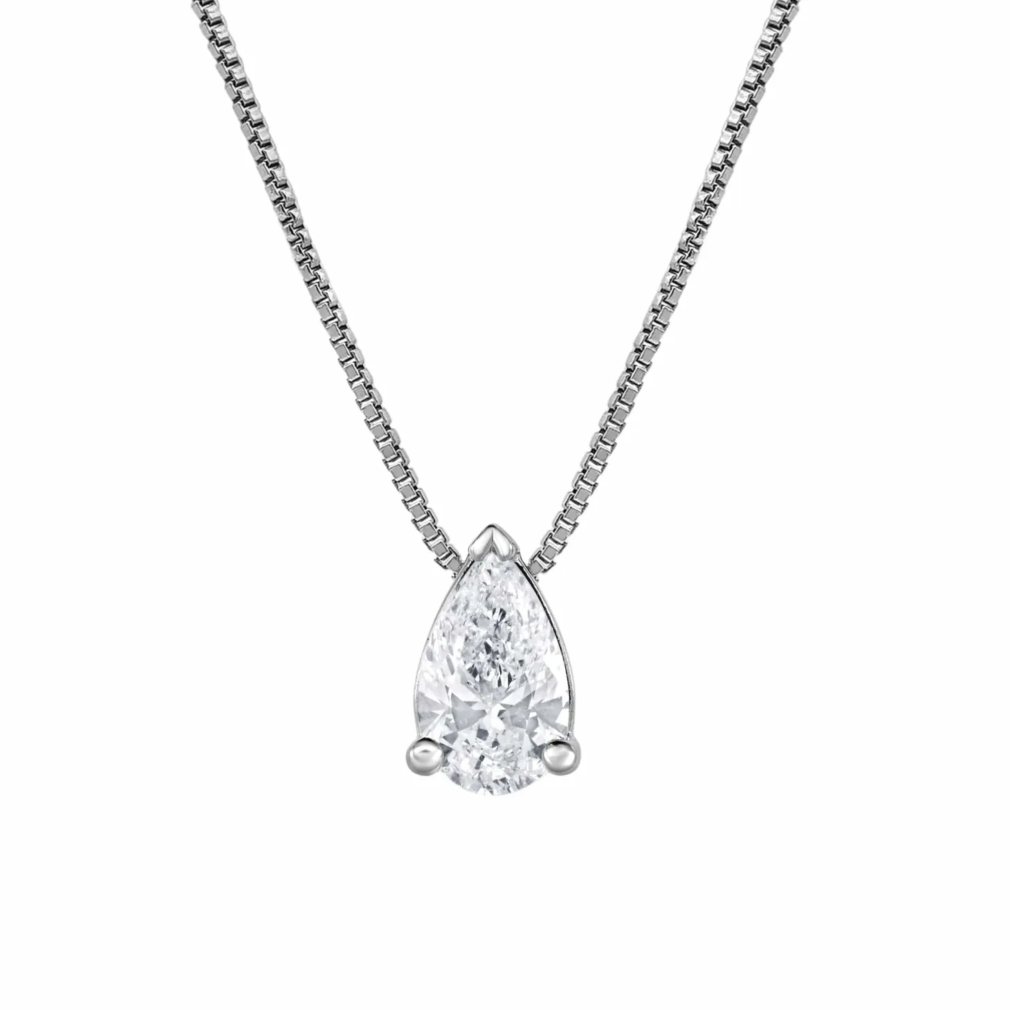 0.50 Carat Lab Pear Solitaire Diamond Necklace